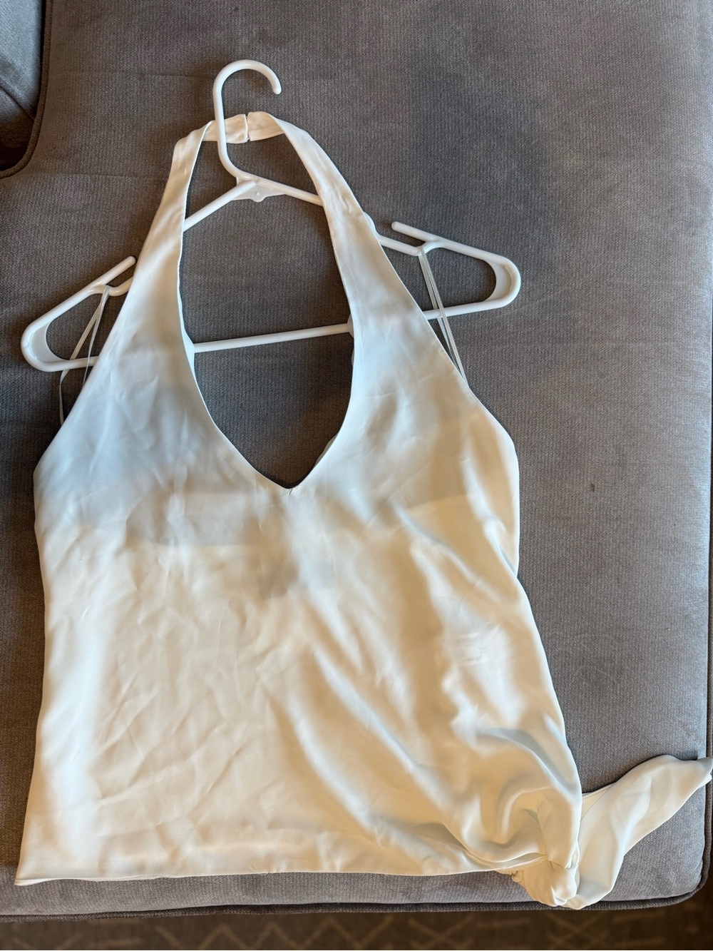 Zara White Halter V-Neck Women's Top